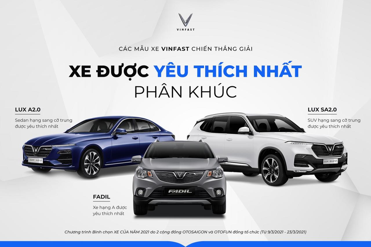 VinFast thắng lớn, giành 3 giải nhất trong Bình chọn “Xe của năm 2021”